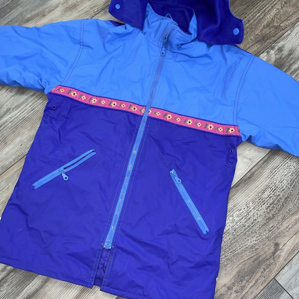 Vintage Wippette Kids Girls‎ Lavender Long Sleeve Hooded Raincoat Size 6X/7